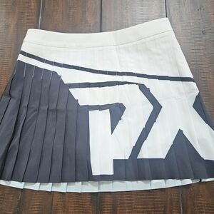 PXG Pleated Black and White Graphic Mini Skirt